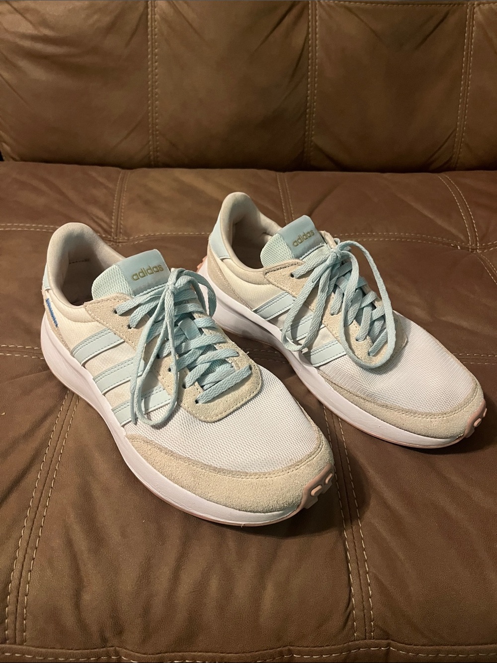 Adidas Run 70s Retro Sneakers (White/Almost Blue/Suede)